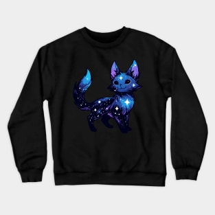 Kawaii Cosmic Cat in Stars Crewneck Sweatshirt